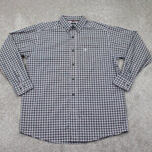 Ariat Pro Series Stretch Shirt Mens Large Black/White/Red Plaid L/S Cotton Blend